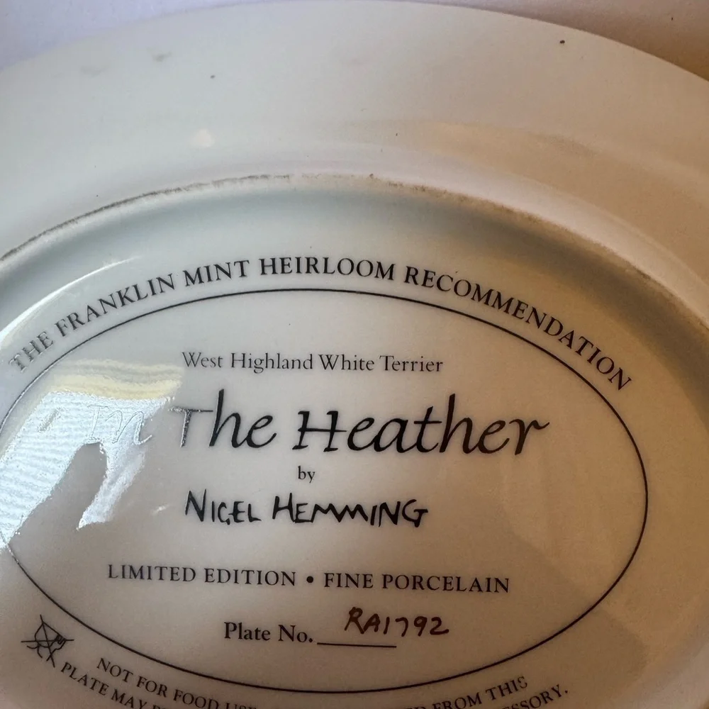The Franklin Mint Plate “In The Heather” by Nigel Hemming Limited Edition EUC